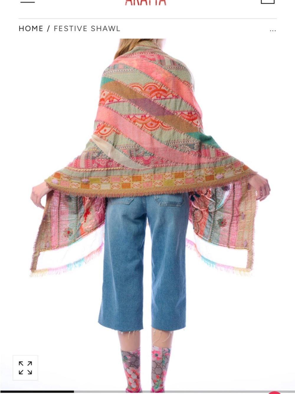 AKABA Multicolor Festive Shawl Wrap - Floral Pattern - Picture 7 of 7